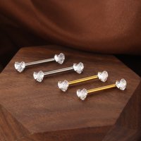 1PC Titanium Double Heart Zircon Nipple Rings 14G Tongue Barbell Nipple Shiled Piercing Mamilo Sexy Women Jewelry