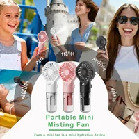 Portable Humidifier Fan Mini Handheld Mist Fan Rechargeable Water Spray Hand Fan 3 Speed Adjustable For Home Office School Use