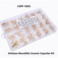 480PCS 24Values Monolithic Ceramic Capacitor Kit Boxed for Electronic Circuit Coupling & Signal Filtering Projects (10PF-10UF)