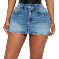 Sexy Slim Button Splice High Waist Ultra Short Skirt Women Summer Wrap Hip Denim Half-body Dress Female Casual Trend Streetwear