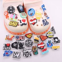 1-17Pcs PVC Dad Jokes Best Grandpa DIY Man Cool Shoe Charm Button Clog I Love Papa Sandals Decorations Holiday Gift