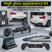 Pour BMW Série 1 F20, diffuseur de pare-chocs arrière, 2015-2020, remplacement de lèvre arrière, kit carrosserie, accessoire de tuning, finition noire brillante, aspect fibre de carbone, plastique