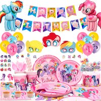 164 Pcs My Little Pony Party Supplies-Little Pony Balloons Sticker Banner Plates etc My Little Pony Birthday Party Decorations
