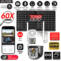 4G SIM Home Outdoor Surveillance Solar Camera 60x Zoom AOV 24 Hours 25W Smart Auto Tracking PTZ CCTV Security Protection IP Cam