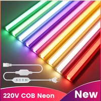 220V T Shape COB Neon LED Strip Tape Light Dimmer Power Kit 288 LEDs Flex Lamp Warm White Red Blue Pink 0.5m 2m 5m 10m 20m 25m