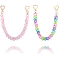 Y2K Love Heart Acrylic Bag Chain Short Handle Rainbow Pink DIY Handbag Purse Replacement Shoulder Strap Bag Decor Accessories