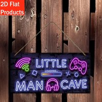 2D plane 1 decorative signboard and plaque - wooden signboard for a cave depicting a little boy, neon light game decoration