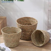 【ZYAL-1】1Pcs Planter Basket Flower Pot Basket Rattan Straw Grass Woven Flowerpot Mini/S/M/L Furniture Decoration
