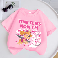 Paw Patrols Cotton T-Shirt Cartoon Anime Chase Skye Clothes Casual Sport Breathable Tops Summer Digital 1-9 Tees Birthday Gift