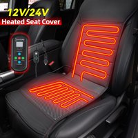 Car PU Leather Heated Front Seat Cover Cushion Warmer Pad W/ Smart Remote 12V 24V Universal winter warming Heater Accessories