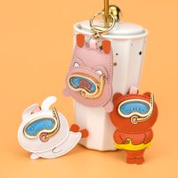 Überlegene Leder Qualität Auto Keychain Glück Schwein Kaninchen Bär Auto Rucksack Schlüsselring Beste Freund Charms Anhänger Paar Geschenk Keychain