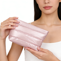 Large Capacity Cosmetic Bag Pouch Pure Color Clutch Pouch for Women Travel Jewelry Organizer