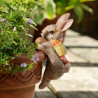 Cute Resin Rabbit Flower Pot Hanger Ornaments Climbing Bunny Figurine Animals Statue for Garden Yard Home Decor