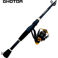 GHOTDA Fishing Rod Reel Combo 1.6~2.4m Ultralight Carbon Fiber Telescopic Lure Casting Rod and Spinning Reel for Carp Fishing