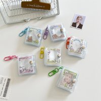Y2K Simple Cartoon Mini Transparent 2-Inch Photo Album Cute Girl Bag Pendant Decorative Keychain Card Holder Polaroid Album Gift