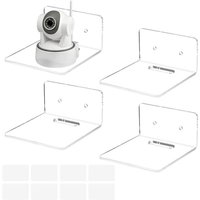 4pcs Wall Shelves, Acrylic Floating Shelves Small Clear Shelf Display Ledges Adhesive Hanging Shelves for Smart Speaker Action