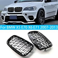Car Grille Front Kidney Grill Diamond Style Chrome Black For BMW X5 E70 X6 E71 2007-2013 51137157687 51137157688 51137185223