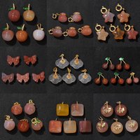 2Pcs Natural Stone Gems Agates Pendant Apple Cherry Charms Agates Square Cloud Charms For Jewelry Making Earrings DIY Necklace