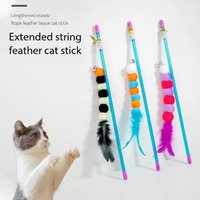 Funny Cat Teaser Interactive Toy Rod with Bell and Feather Toys for Cats Teaser Interactive Toy Rod Pet Cats Toys Stick
