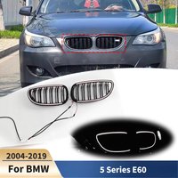 Car Front Grille For BMW 5 Series E60 2004-2009 With LED Double Line Grill Cover Trim Body Kit Tuning Modification Exterior