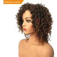 Synthetic Wig Short Ombre Afro Kinky Curly Wigs Women's Red/Black/Blond Hairpiece Natural Hair StrongBeauty