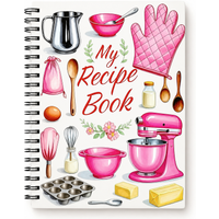 My Recipe Book Spiral Bound Baking Notebook A5 Size Kitchen Recipe Organizer Journal with Baking Theme Cover for Home Cooking