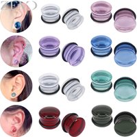 ZEMO 1 Pair Punk 5MM-16MM Glass Ear Plugs And Tunnel Men Women Clear Large Gauges 7 Color Flesh Strecher Expander Body Piercings