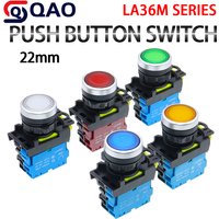 22mm LA36M Plastic Switch With LED LA36M Plane Momentary Push Button Power Self-Locking Start 1NO/1NC illuminated Electrical