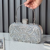 Silver Clutch Bag Luxuries Women's Tendance Handbag Crystal Wedding Bride Ladies Diamond Mobile Phones Woman Purses Shoulder Bag