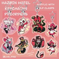 5cm Hazbin Hotel Characters Creative Decorative Acrylic Pendant Alastor Charlie Vaggie Ad Characters Keychains Keyring Gift