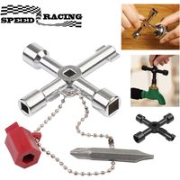 4 Way Cross Key Electrical Cabinet Key Utilities Key Triangle Wrench Plumber Keys for Faucet, Gas Meter, Valve, Spigots Opening