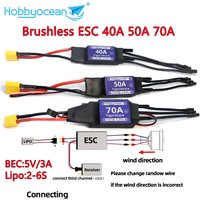 Hobbyocean Waterproof Brushless ESC 40A 50A 70A Electronic Speed Controller 5V/3A 2-6S for RC Boat 400-1000mm RC Fishing Bait