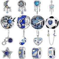 Silver 925 Moon Star Dreamcatcher Charms Beads Fit Original Bracelets Bag Keychain Charms Beads Pendant Diy Women Jewelry Gift