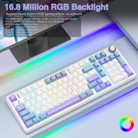 AULA F99 Pro Wireless Mechanical Keyboard with Knob Creamy Sound Tri-Mode Hot-Swappable Gasket Structure RGB Backlit for Gaming