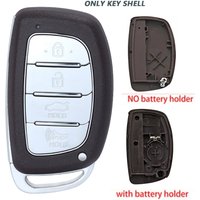 KEYECU Replacement 4Button Smart Remote Key Shell Case for Hyundai IX25 IX35 SONATA Tucson-With Battery Holder OR Without