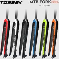 Toseek Carbon Fork 26er 27.5er 29er Straight Tube Mountain Bike Fork Full Carbon MTB Fork Ultralight 9*100MM Bicycle Rigid Forks