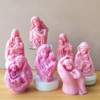 Mother's Day Virgin Mary Holding Baby Candle Mold Soap Candle Silicone Mold 3D Figure Statue Candle Making Mold