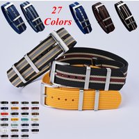 HQ 18/20/22mm Military Grade Nylon Nato Hemp Wave Watch Strap Rugged Gradient Blended Colorful Band Multi-Color Mixed Bracelet