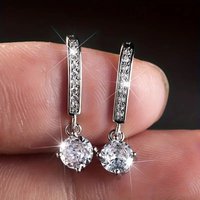 Minimalist Female Earrings 925 Sterling Silver Round CZ Zircon for Women Lady's Ear Accessories Party Daily Trendy Jewelry