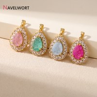 18K Gold Plated Brass Inlaid Zircon Waterdrop Charms Pendants For DIY Jewelry Making Supplies,DIY Accessories