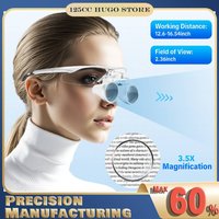 LED Headband Magnifier, 3.5X Illuminated Headband Magnifying Glasses Loupe Head Mounted Magnifier for Close Work
