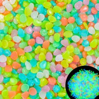 100Pcs Glow in the Dark Garden Pebbles For Sidewalk Garden Terrace Lawn Garden Patio Fish Tank Aquarium Decoration Glow Stone