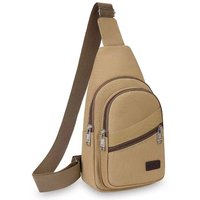 Men'S Chest Bag Retro Canvas Waterproof Shoulder Bag Large Capacity Multi Pocket Crossbody Bag Outdoor Sports Travel Chest Pack