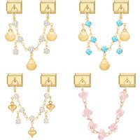 Fashion Gold Color Small Cube Beads Chain Tassel Italian Charm Links Fit 9mm Women Stainless Steel Bracelet DIY Making