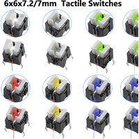 10PCS/lot Iight Touch Switch 6*6*7.2mm 6*6*7 H Tactile Switches With LED Yellow Red Green 6X6X7 MM Microswitch/Key White Blue
