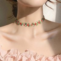 Simple Retro Fresh Flower Necklace Embroidery Lace Floral Clavicle Chain Choker For Women Girls Romantic Sweet Flower Necklace