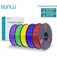 SUNLU 5KG PLA PLUS 2.0 3D Filament 1.75mm Upgrade PLA Plus Stronger Resilience Neatly Wound Multicolor for Most FDM 3D Printers