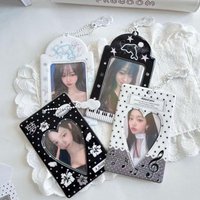 Cute Kpop Idol Photo Card Holder Heart Shape Keychain Card Protecting Album for Friends Gift Collection