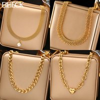 EILIECK 316L Stainless Steel Chains Necklace Choker For Women Trendy Gold Color Collar Neck Chain Waterproof Jewelry Lady Gift