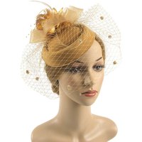 Bride Headdress Mesh Fascinator Hat Flower Mesh Hair Clip Feathers Fascinator Hat Multicolor Elegant Party Mesh Hair Band Party
